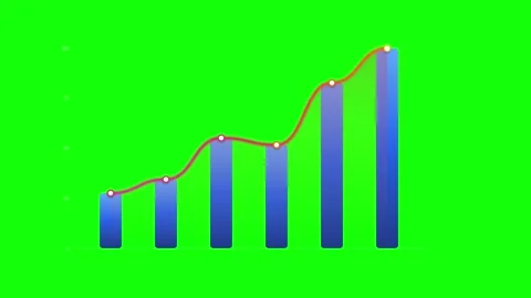 Animated bar chart with rising trend line on green screen for financial dat.. Stock Footage 337555933