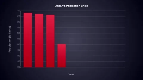 Animated Bar Chart Showing Japan's Projected Population Decline Over Time Stock Footage 332266384