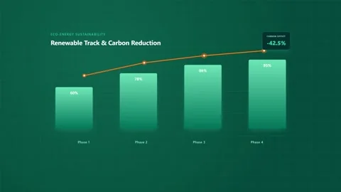 Animated Bar Chart Visualizing Renewable Energy Growth and Carbon Reduction Vídeo Stock 347627561