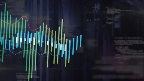 Animated bar cluster starting left, expanding right, pink and teal lines tracing Stock Footage 331757735