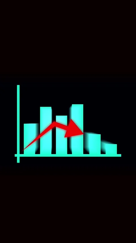 Animated bar graph chart stock footage cyan teal red vertical video. Busine.. Stock Footage 321630911