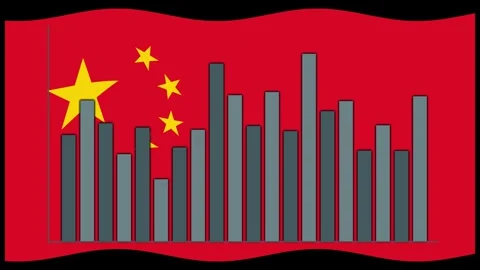 Animated Bar Graph Growing on Red Flag with Yellow Stars Stock Footage 318999160