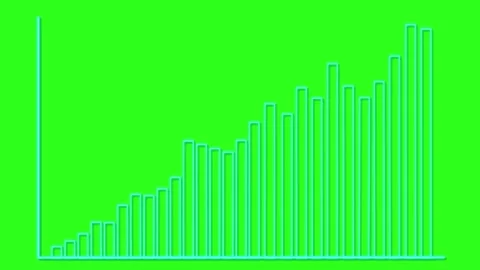 Animated Bar Graph Growing on Vibrant Green Background Stock Footage 318939416