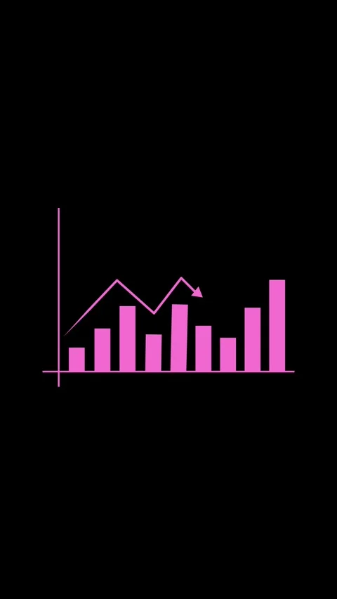 Animated bar graph with trend line on black background showing growth and p.. 動画素材 331727933
