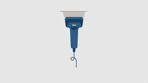 Animated Barcode Scanner Emitting Red Laser Light - Transparent Vídeos de archivo 345691879