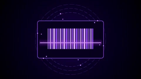 Animated barcode scanning laser HUD graphic loop Stock Footage 347037577