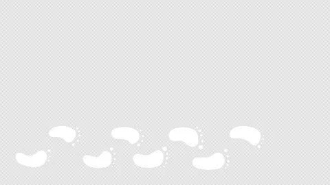 Animated barefoot footprints on a black background. Video clip with alpha channe Video stock 301058656