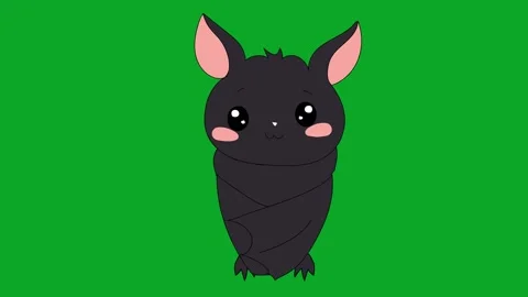 Animated Bat Eyes Blinking Green Screen Loop - 2D Cartoon Character Element Video stock 319405459