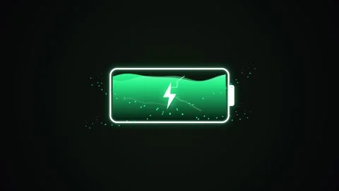 Animated battery charging icon with dynamic color change and lightning bolt.. Stock Footage 345841395