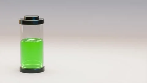 Animated battery gradually discharging as the liquid level Stock Footage 312723851
