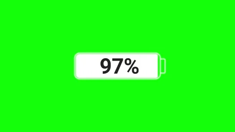 Animated battery icon charge from 0 to 100 percent on green screen Stock Footage 296228633