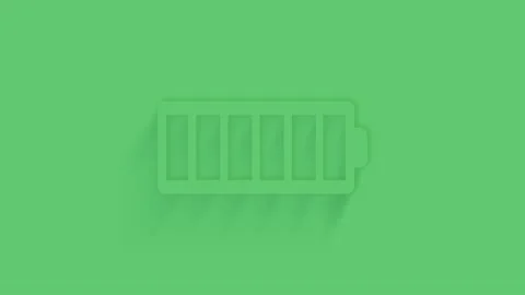 Animated battery icon with shadow on green background. Neumorphism minimal style Stock Footage 159830356