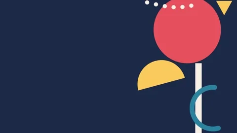 Animated Bauhaus shape composition on the right with empty left copy space Stock-Footage 348297104