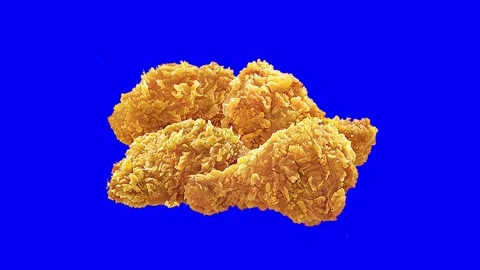 Animated BBQ meat, Fried Chicken animation restaurant menu on blue screen Stock Footage 297401020