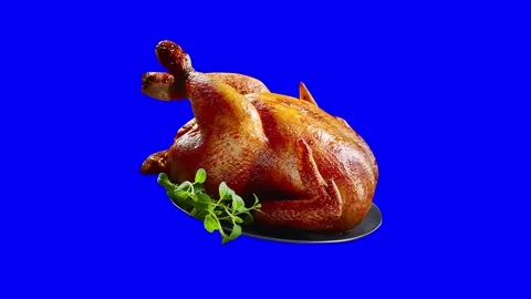 Animated BBQ meat, Fried Chicken animation restaurant menu on blue screen Stock Footage 297401064