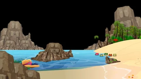 Animated Beach Scene Stock Footage 278343043