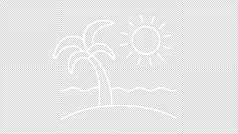 Animated beach white line icon Stock Footage 243167828