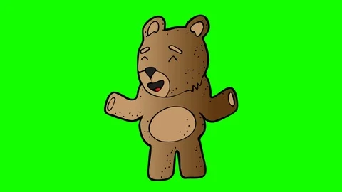 Animated bear character . green screen 2D animation Stock Footage 114062146
