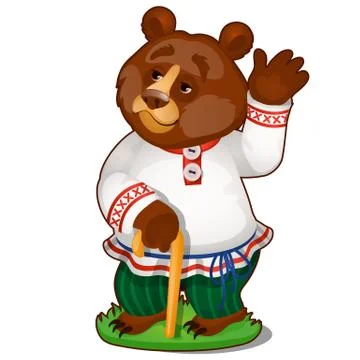 Animated bear in clothes isolated on white background. The character of Russian Stock Illustration