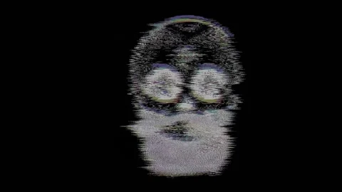 Animated bearded skull decorated with sugar skull patterns, stars in eyes, .. 스톡 동영상 329956481
