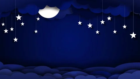 Animated beautiful night background, moon, stars and clouds. copy space Stock-Footage 139922448