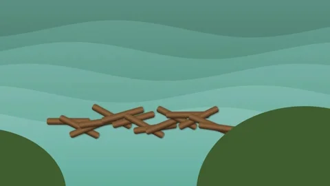 Animated Beaver Building A Dam In A River With Tree Logs And Leaves Stock Footage 340333141
