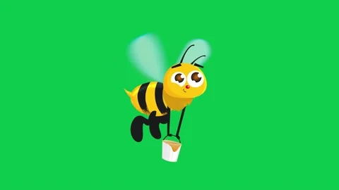 Animated bee flying on green screen back... | Stock Video | Pond5