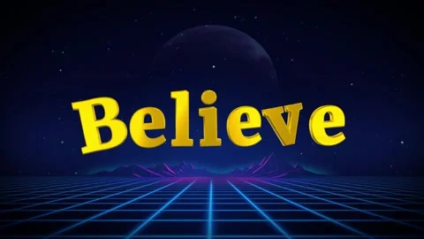 Animated believe text with neon grid Stock Footage 337327258
