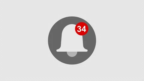 Animated bell notification with counter number from 1 to 99. Stock Footage 294070057