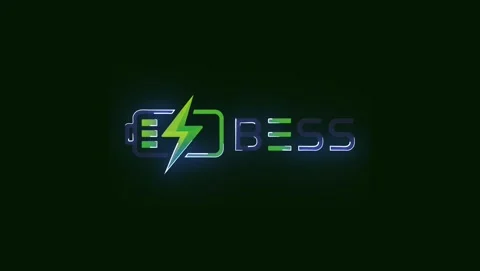 Animated BESS battery energy storage system logo green neon loop Stock Footage 343484339