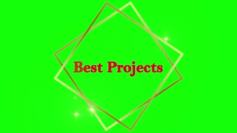 Animated best projects text with gold geometric shapes on green Video stock 337311194