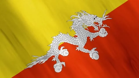 Animated Bhutan Flag Waving in the Wind Stock Footage 168414126