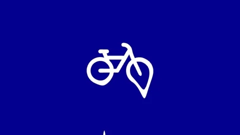 Animated Bicycle Icon Morphing into Location Pin on Blue Stock Footage 327761791