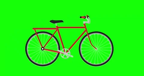Animated Bicycle Riding Green Screen Loop - Cycling Transport Vehicle Element Stock Footage 318885853