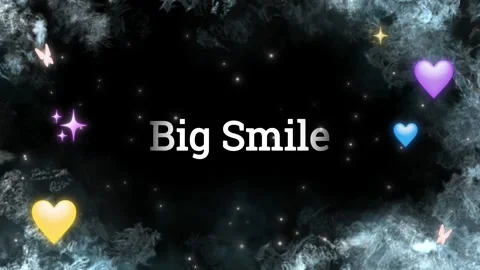 Animated big smile text overlay featuring floating hearts with background Stock Footage 338381786