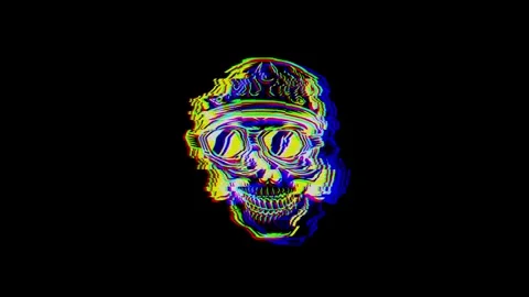 Animated biker skull wearing a flame-patterned helmet and goggles with a vi.. Stock Footage 329708293