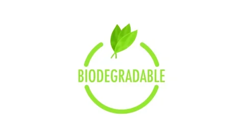 Animated biodegradable green label icon appearing Video stock 337968144