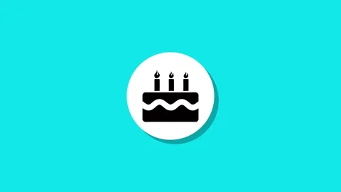Animated birthday cake icon appears on clean cyan background for celebratio.. Stock Footage 327762839