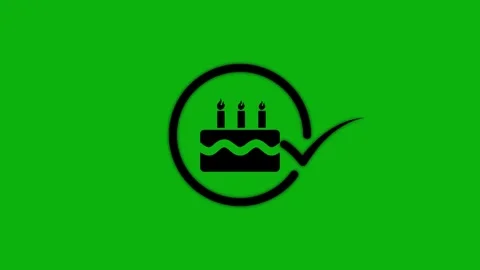 Animated birthday cake icon appears with check mark on green screen, celebr.. Stock Footage 344855159