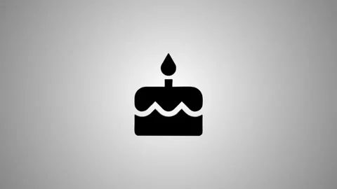 Animated birthday cake icon with lit candle on grey gradient background, mo.. Stock Footage 346490831
