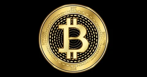 Animated Bitcoin (BTC) cryptocurrency gold coin Stock Footage 102263231
