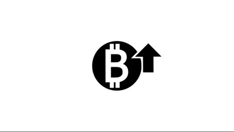 Animated bitcoin currency symbol with an upward arrow isolated on white bac.. Видео 318842853
