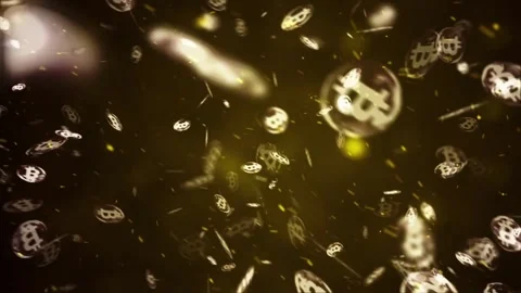Animated bitcoin falling in digital background big data, block chain Stock Footage 336443412