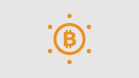 Animated Bitcoin Icon with Blockchain Connection Ring and Alpha Channel Stock Footage 333644800