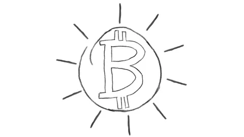 Animated bitcoin symbol, chalk stroke on a white background, ideal for Stock Footage 102444236