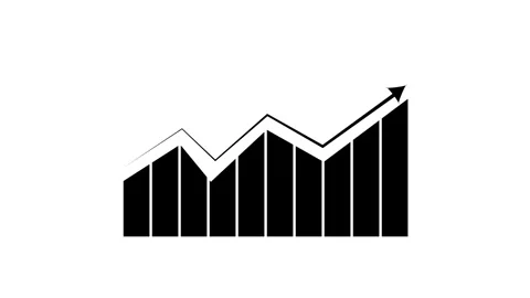 Animated Black and White Bar Graph with Upward Trending Arrow on White Back.. Stock Footage 330475740