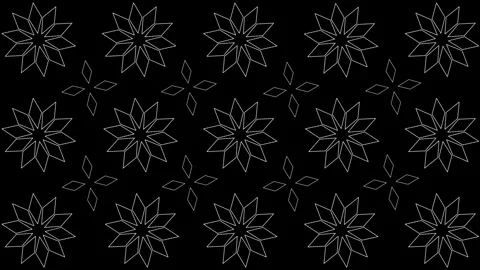 Animated black background of rotating flowers Stock Footage 254793108