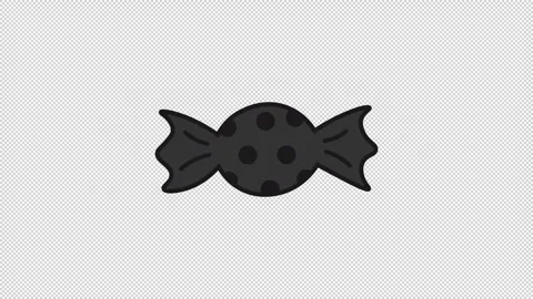 Animated black candy icon with circle pattern with glitch effect. Alpha chann Stock Footage 306208625