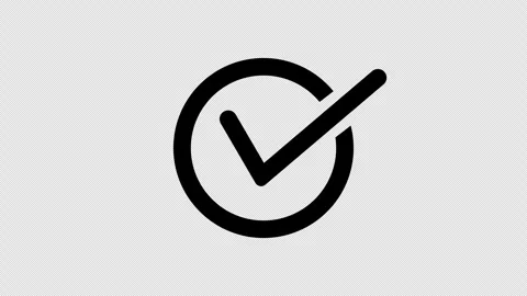 Animated Black Check Mark Circle Icon Motion Graphics Overlay with Alpha Channel Stock-Footage 347354630