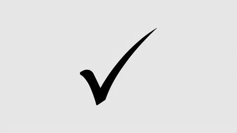 Animated Black Check Mark Tick Icon Motion Graphics Overlay with Alpha Channel Stock-Footage 347354450